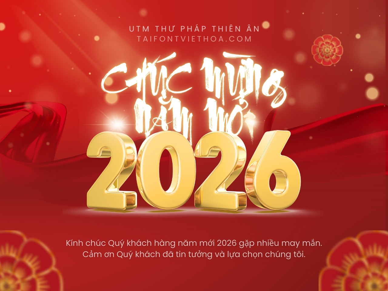 Font việt hóa UTM Thư Pháp Thiên Ân - Chúc mừng năm mới 2026