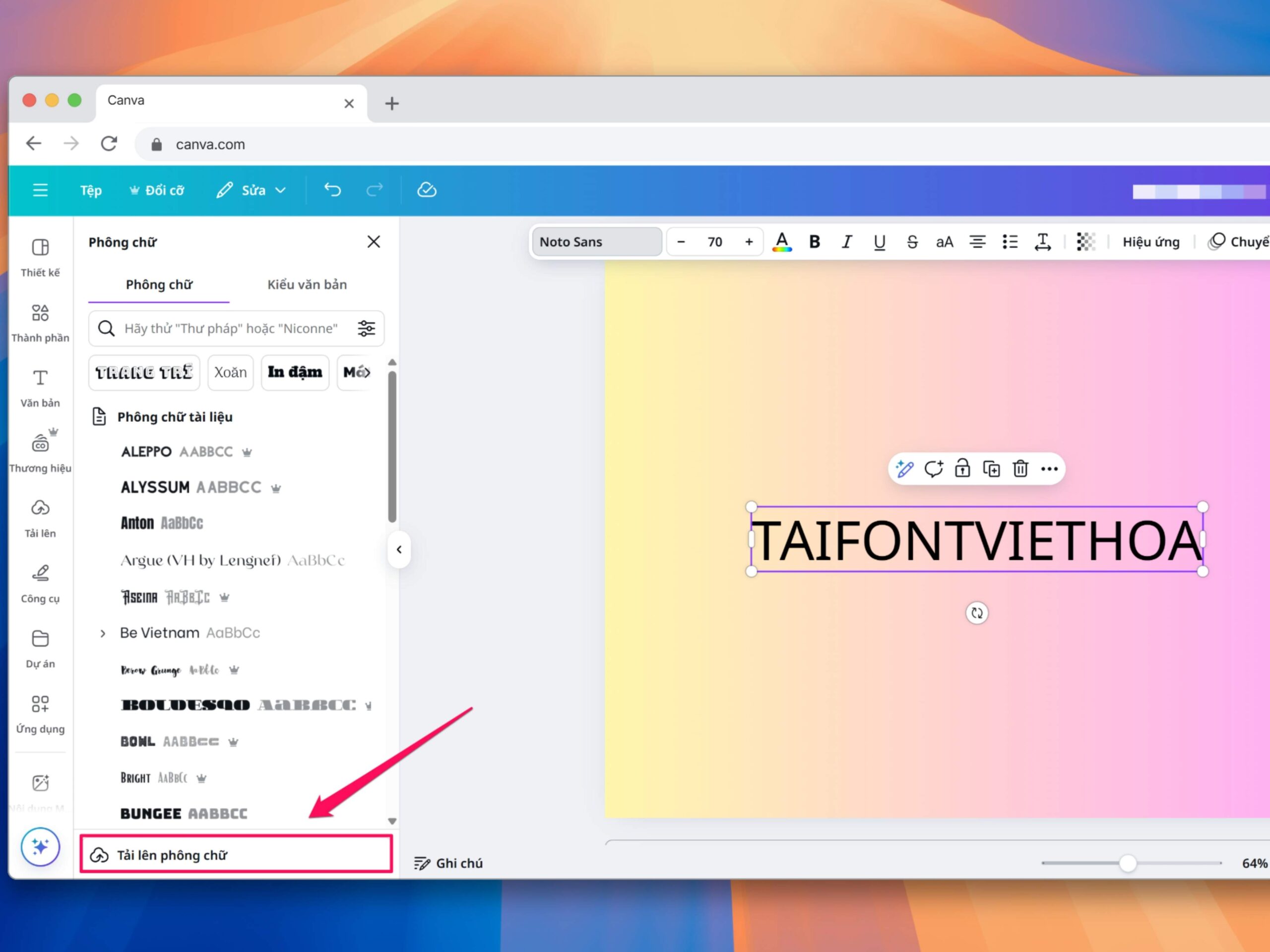 Cách tải font chữ Việt hóa Canva và sử dụng trên Canva